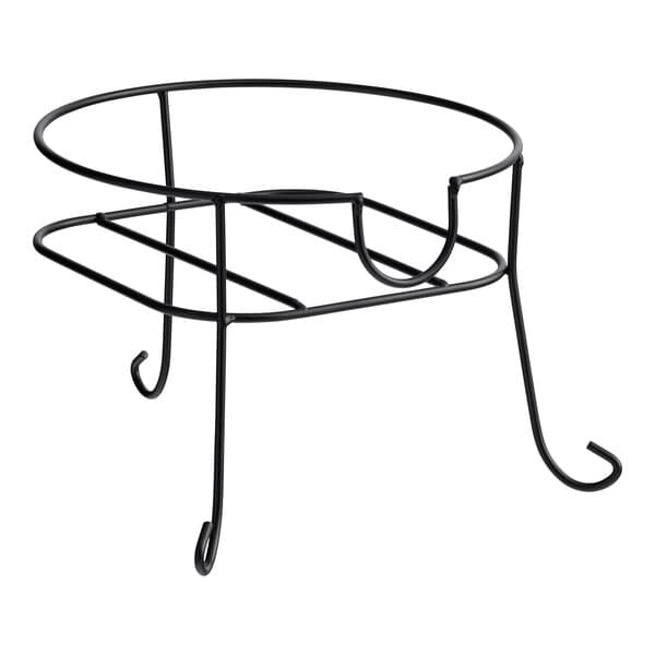 An Acopa black metal stand with a round base.