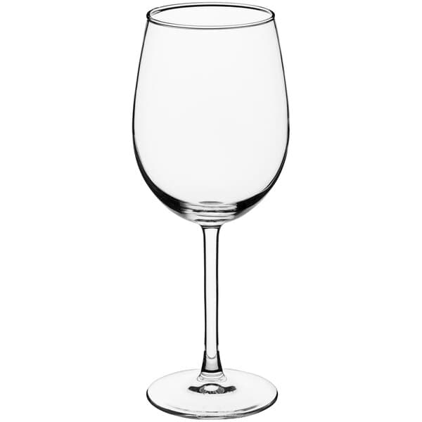 An Acopa Select Flora wine glass with a stem on a white background.