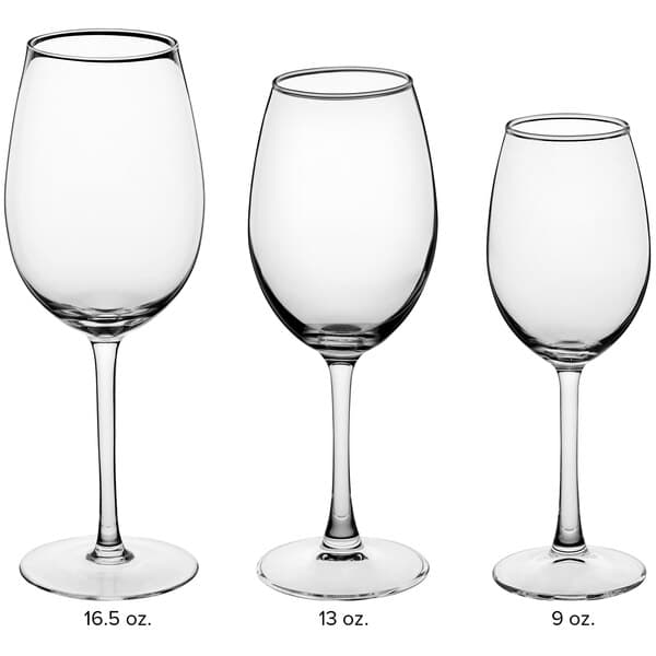Three Acopa Select Blanc wine glasses on a white background.