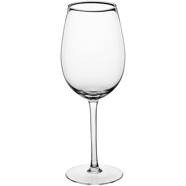 An Acopa Select wine glass with a clear rim on a white background.