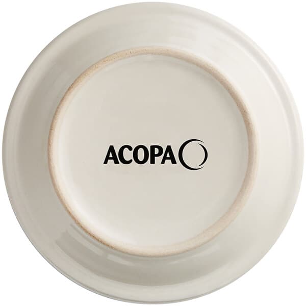 An ivory Acopa stoneware plate with a narrow rim.