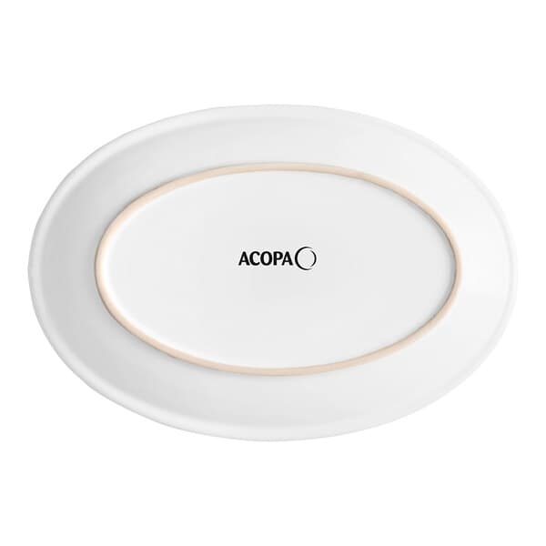 An Acopa bright white oval stoneware platter.