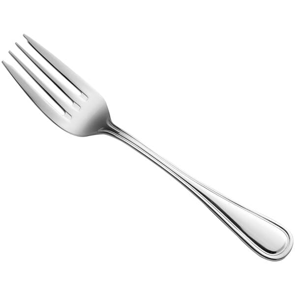 An Acopa Edgeworth stainless steel salad/dessert fork with a silver handle.