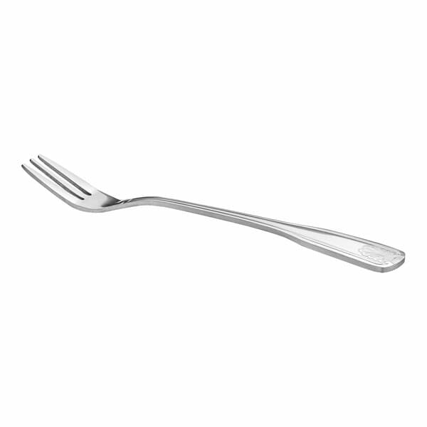 An Acopa Atglen stainless steel cocktail/oyster fork with a silver handle on a white background.