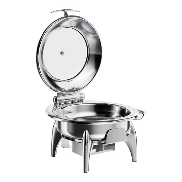 An Acopa stainless steel chafer with a glass lid.