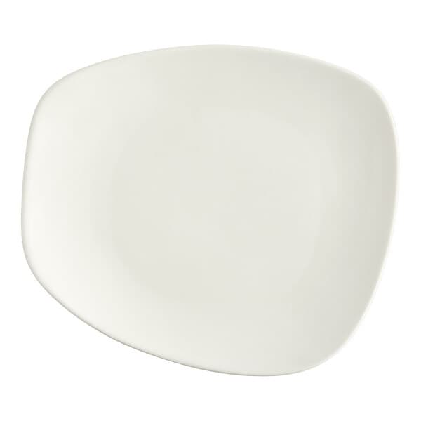 A white square Acopa stoneware plate.