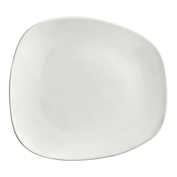 A white square porcelain plate with a rounded edge.