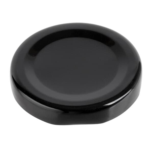 A black round lid for Acopa milk bottles.