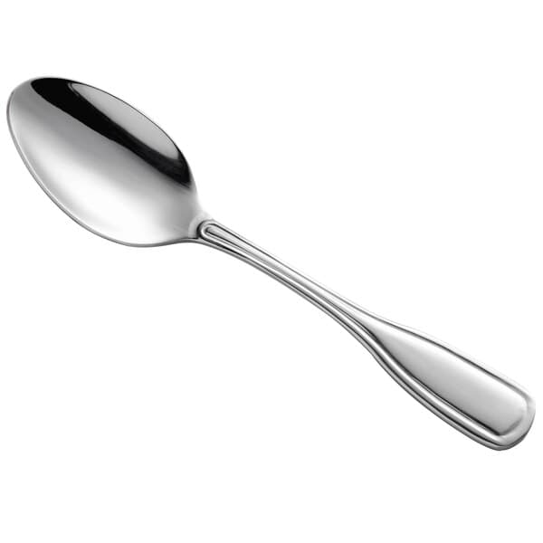 An Acopa Scottdale stainless steel demitasse spoon with a silver handle and spoon.