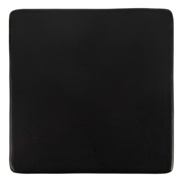 A black square Acopa stoneware plate.