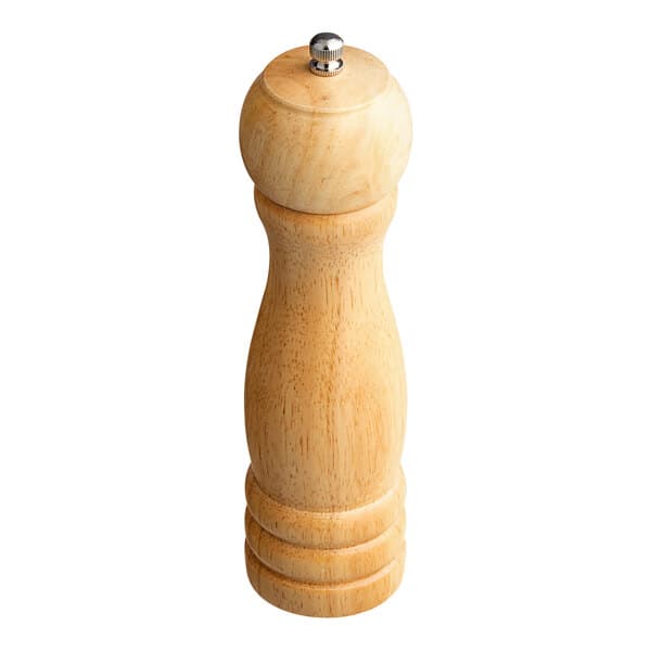 An Acopa wooden pepper mill with a metal top.