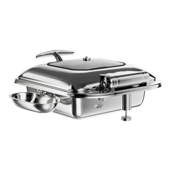 An Acopa stainless steel chafer with a soft-close lid.