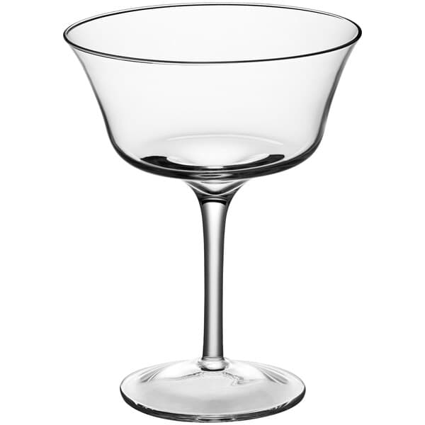 An Acopa Deco flared coupe wine glass with a stem.