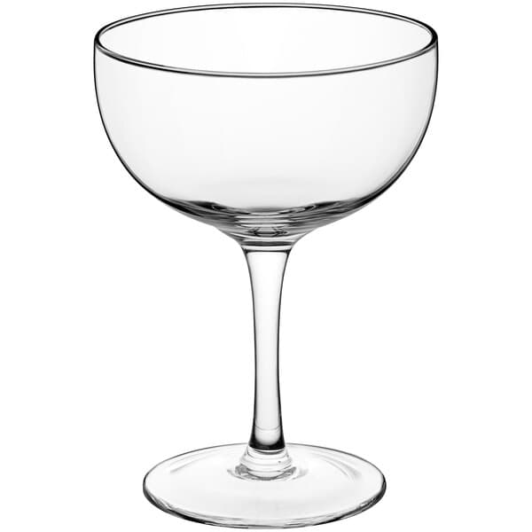 An Acopa Deco clear wine glass with a stem.
