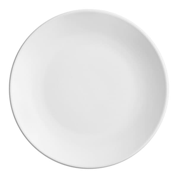 a white plate with a black and white circle