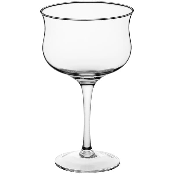 An Acopa Deco clear cocktail glass with a stem.