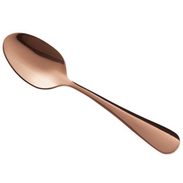 An Acopa Vernon rose gold demitasse spoon.