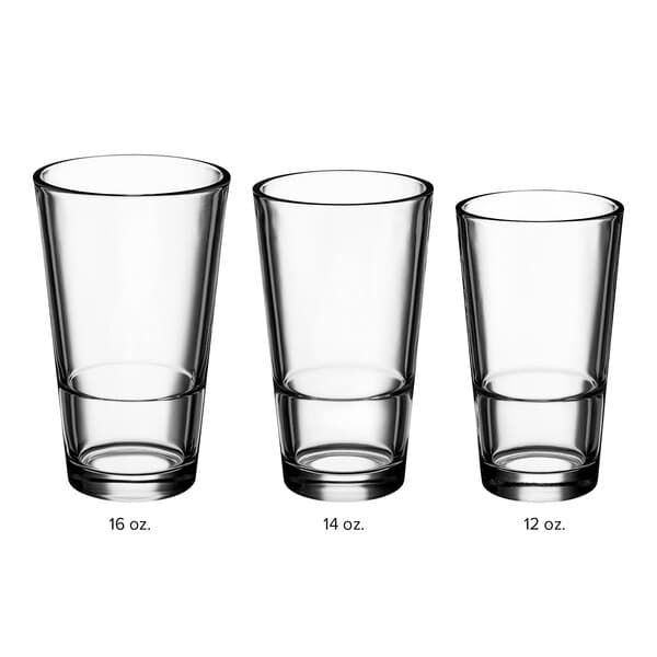 Acopa Select beverage glasses stacked on a white background.