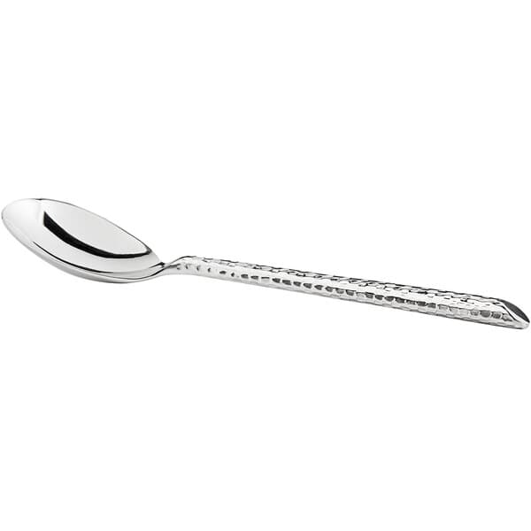 An Acopa stainless steel bouillon spoon with a long handle.