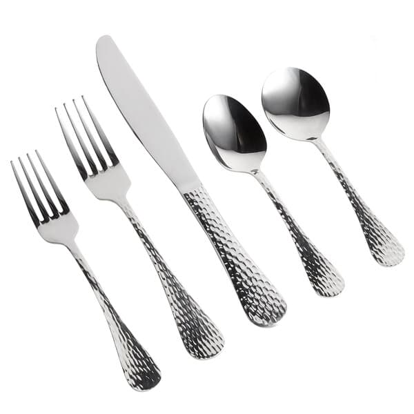 An Acopa stainless steel flatware set with a fork, knife, and spoon.