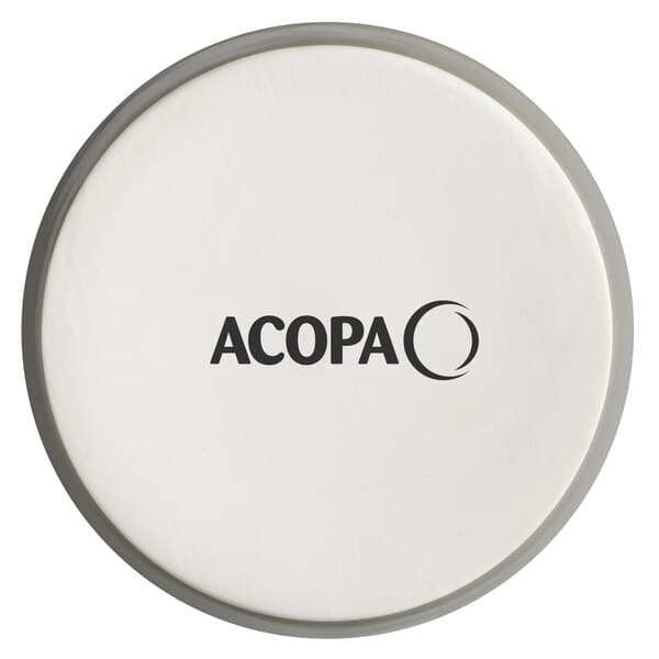 A white circle with a black Acopa logo.