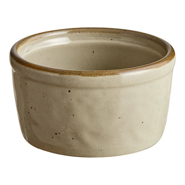 A small granite gray stoneware ramekin with a slightly speckled finish.