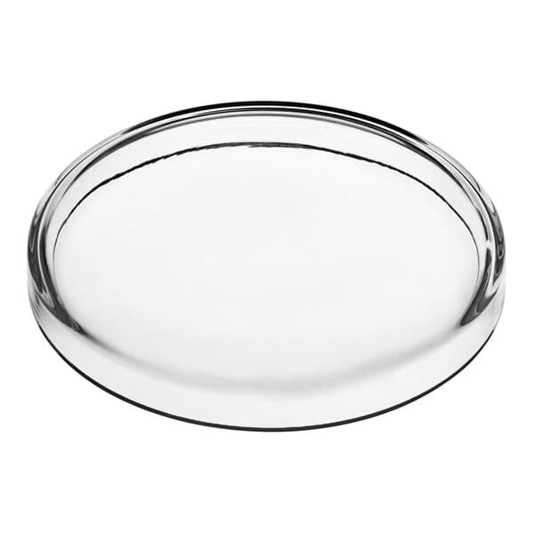 A clear glass oval lid.