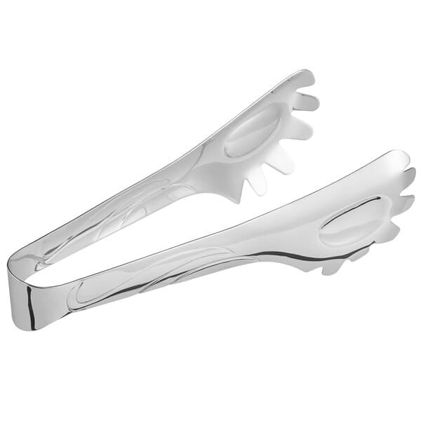 Acopa stainless steel bread tongs with silver handles.