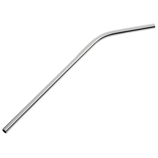 An Acopa silver stainless steel bent straw with a straw tip.