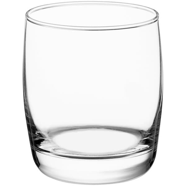 An Acopa clear rocks glass.