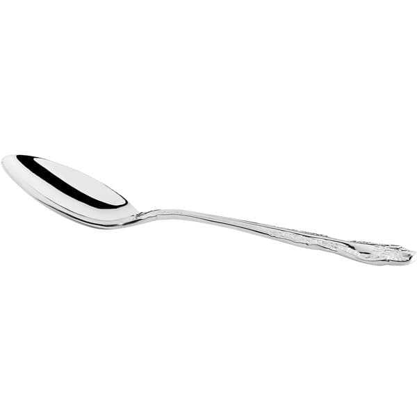 An Acopa Capulet stainless steel dinner/dessert spoon with a handle.