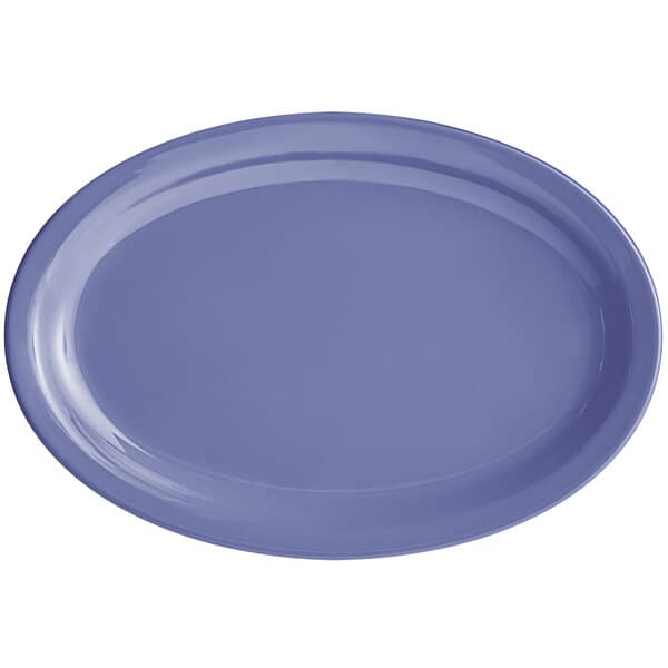An Acopa Foundations purple oval platter with a narrow rim.