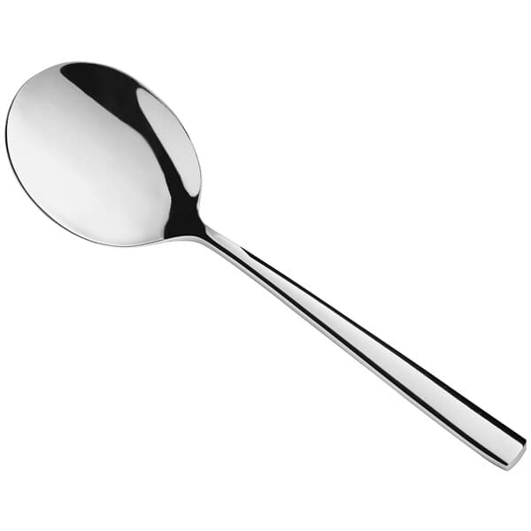 a silver spoon with a long handle