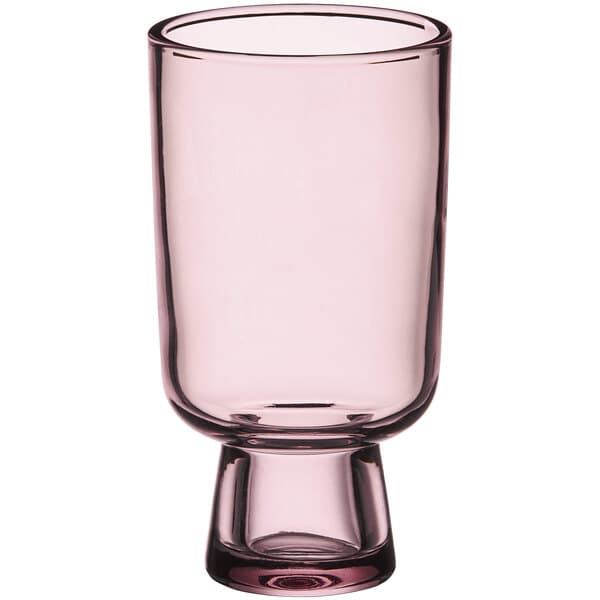 A pink Acopa Pangea goblet with a small foot on a white background.