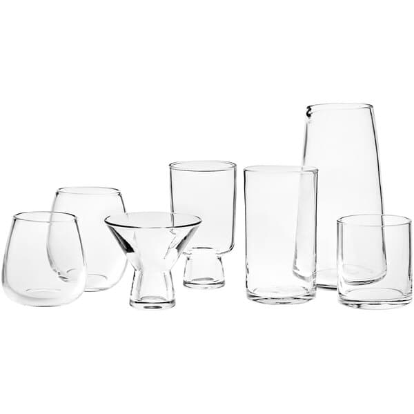 A group of Acopa Pangea beverage glasses on a white background.