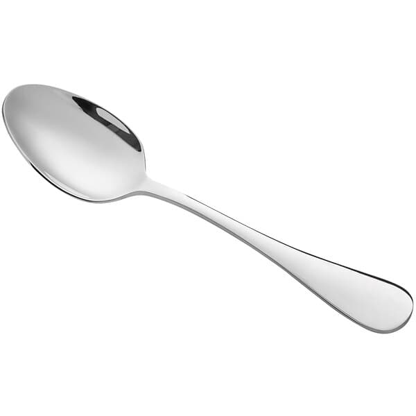An Acopa Vittoria stainless steel oval bowl spoon with a silver handle on a white background.