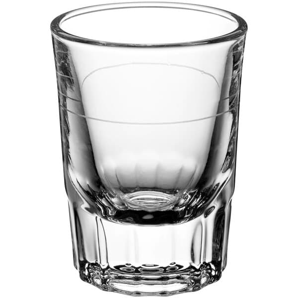 An Acopa clear fluted shot glass.