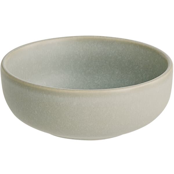 An Acopa Pangea porcelain nappie bowl with a gray rim.