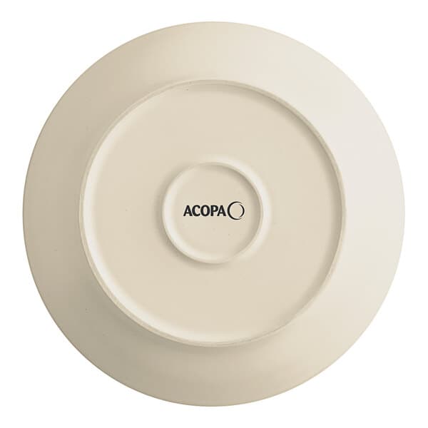 A cream white stoneware pasta bowl with black text that reads "nocca" in a matte finish.