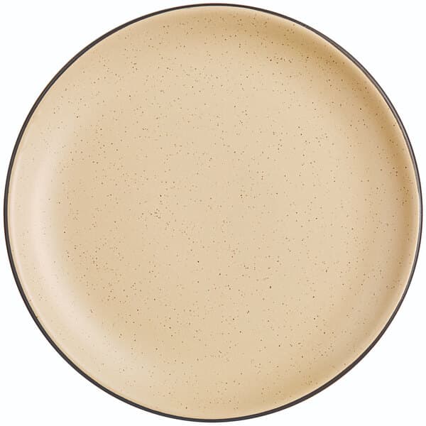 A close up of a tan Acopa coupe plate with a matte finish.