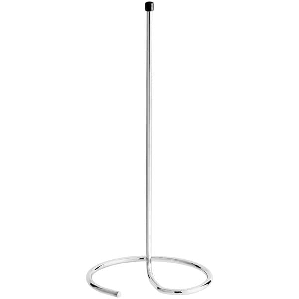 An Acopa metal stand for drying wine decanters with black accents.