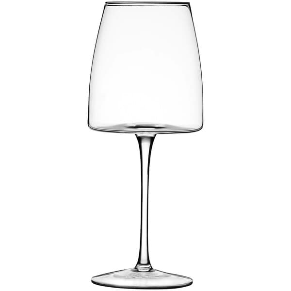 An Acopa Piatta wine glass with a clear stem.