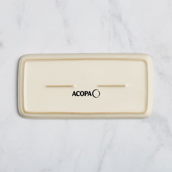 A white rectangular Acopa porcelain platter.