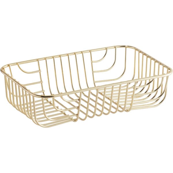 An Acopa gold metal rectangular wire basket.