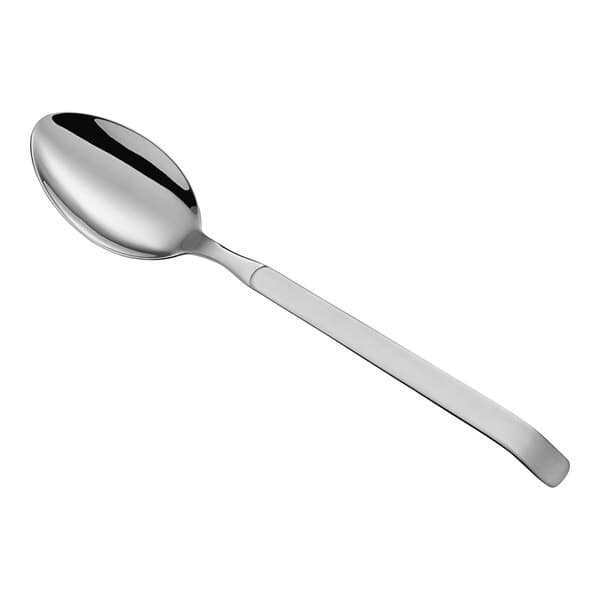 An Acopa stainless steel serving spoon with a long silver handle.