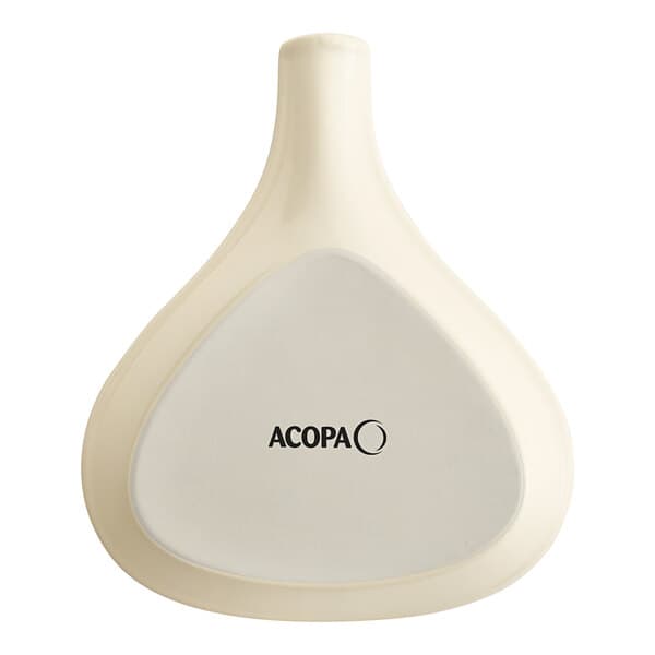 An ivory stoneware fry pan server with the word Acopa.